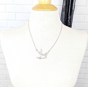 Bird Rhinestone Silver Necklace
